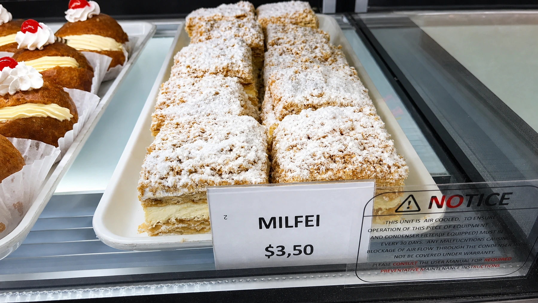 Mille-feuille pastries in the bakery case